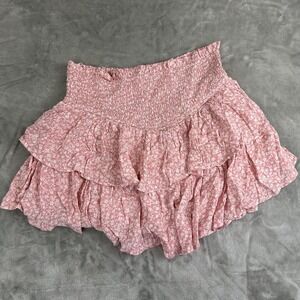 Cottagecore SKORT Sz Large Mini layered Boho Altar'd State Pink Floral